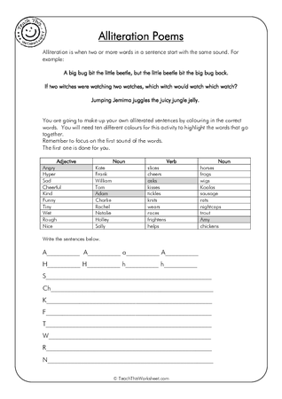 Alliteration Poems