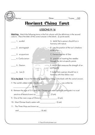 Ancient China - Test 2 (Lessons 9-16)