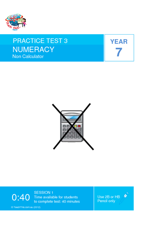 Year 7 - P3 Numeracy Non-Calc