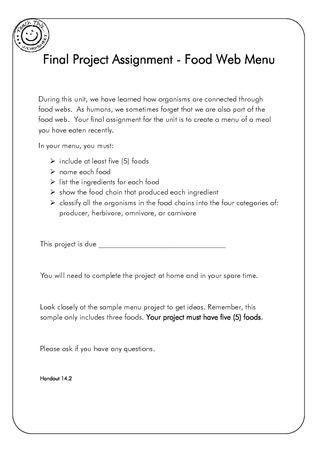 Food Web Menu - Final Project