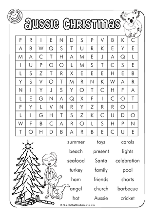 Aussie Christmas Word Search