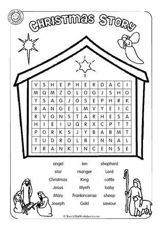 Christmas Story Word Search - Religious
