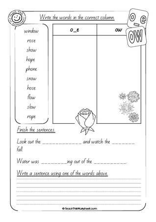 o_e and ow - NZ Print (7 pg)