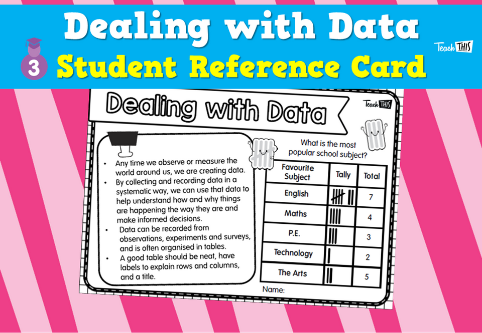 Dealing with Data - Student Reference Card