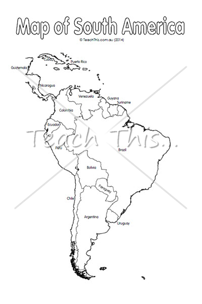 Map of South America with Labels
