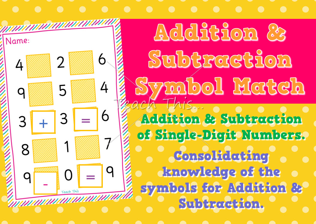 Addition Subtraction Symbol Match