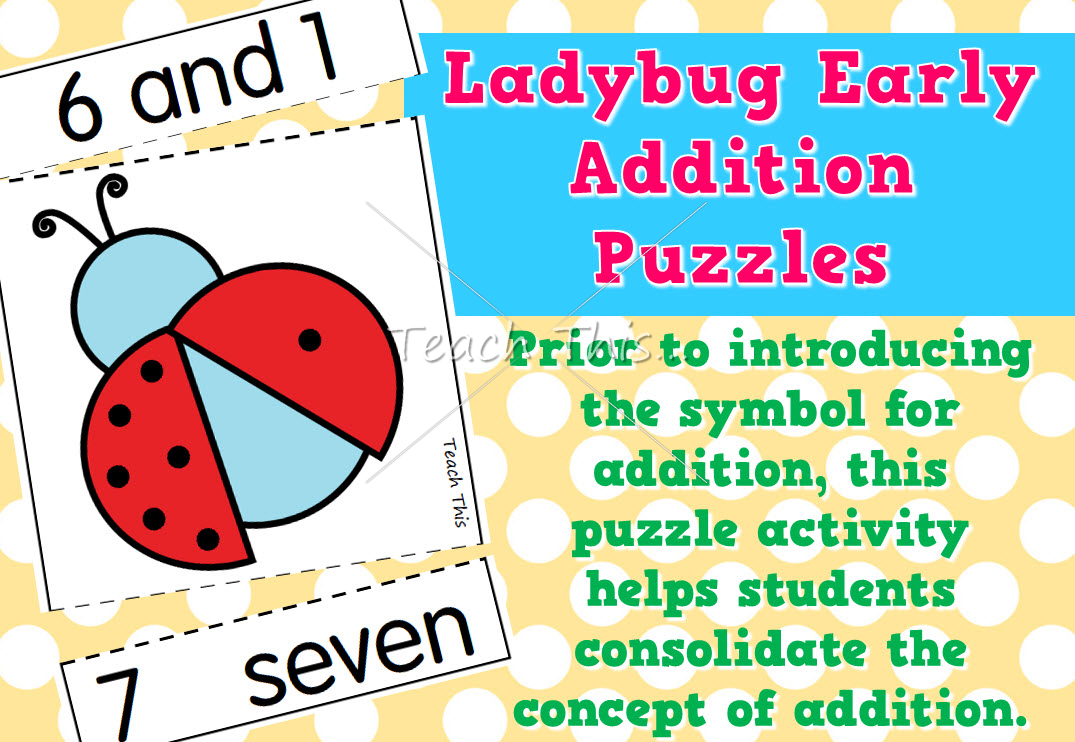Ladybug Early Addition Puzzles - adding 1