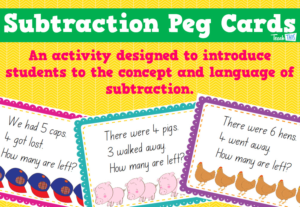 Subtraction Peg Cards