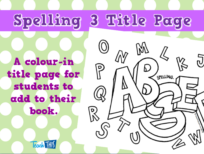 Spelling 3 Title Page