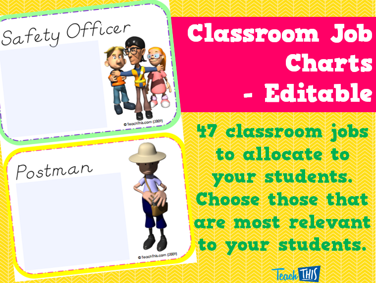 Classroom Job Charts - Editable