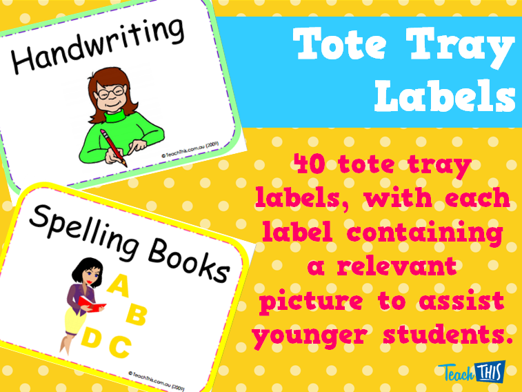 Tote Tray Labels