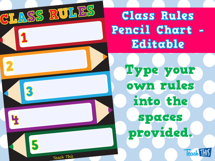 Class Rules Pencil Chart - Editable