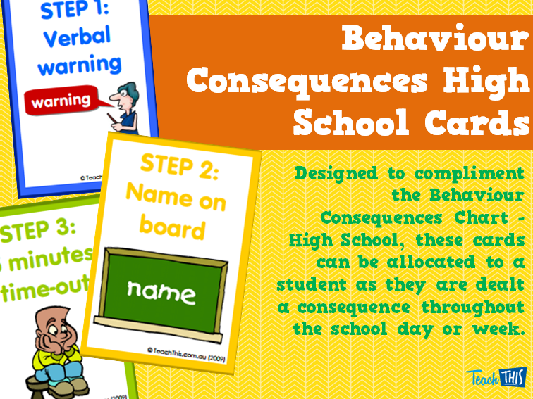Behaviour Consequences High School Cards