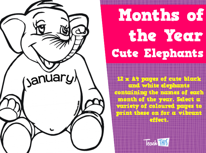 Months of the Year - Cute Elephants