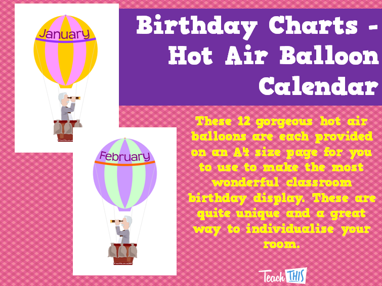 Birthday Charts - Hot Air Balloon Calendar