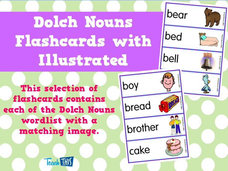 Dolch Nouns Flashcards with Illustrated