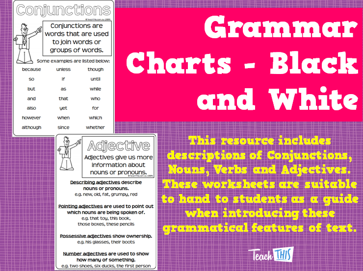 Grammar Charts - Black and White