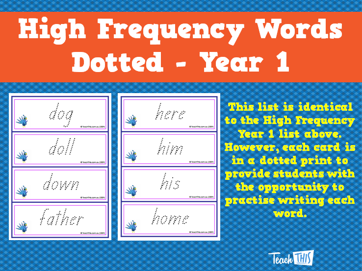 High Frequency Words Dotted - Year 1