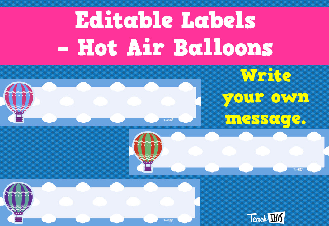 Hot Air Balloon Labels - Size 1