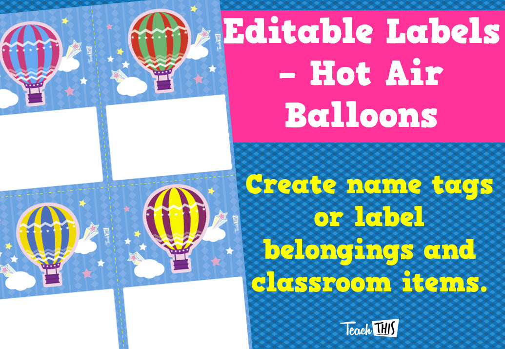 Hot Air Balloon Labels - Size 2