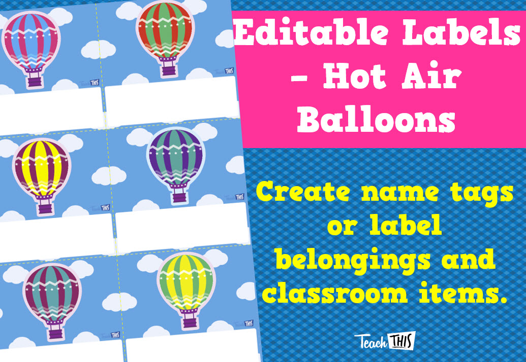 Hot Air Balloon Labels - Size 3