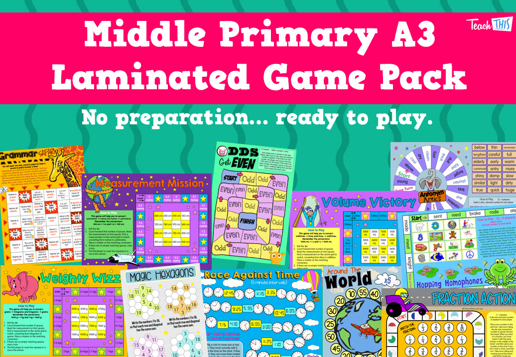 Middle Primary A3 Laminated Game Pack