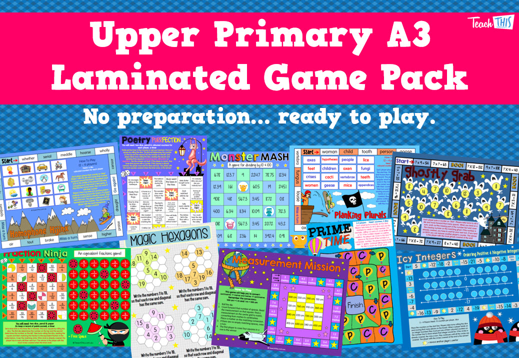 Upper Primary A3 Laminated Games Pack