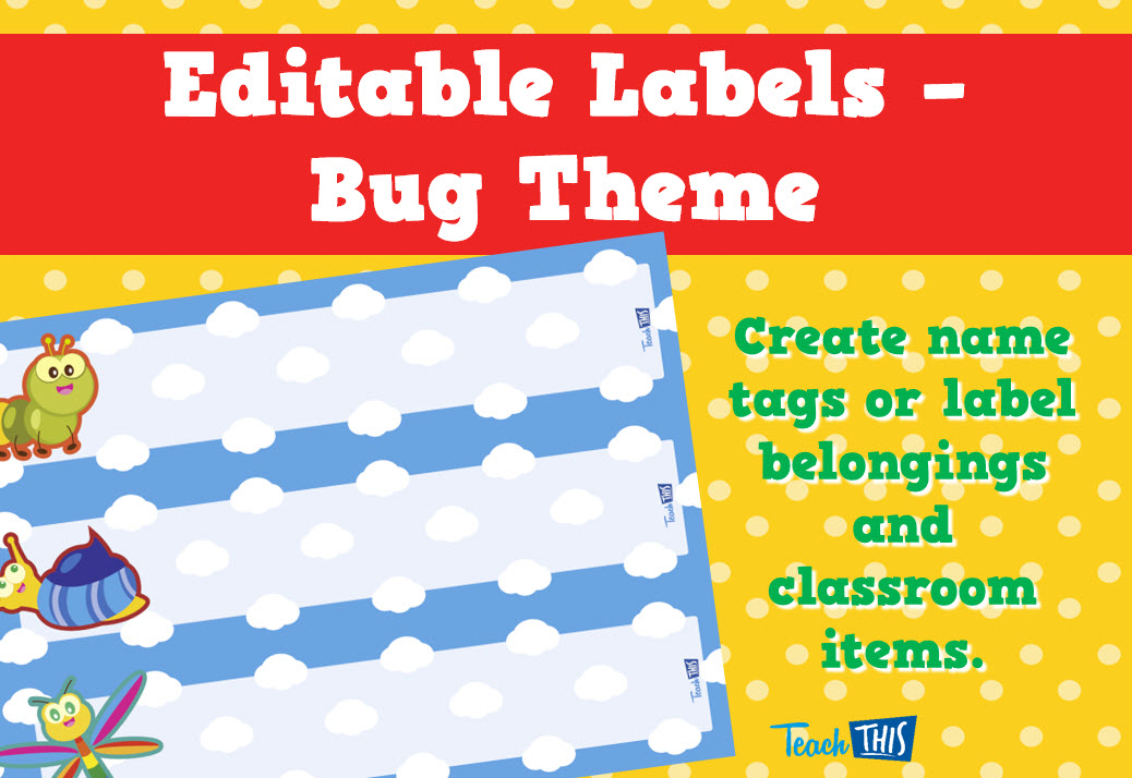 Bug Name Tag Label 1 - Editable