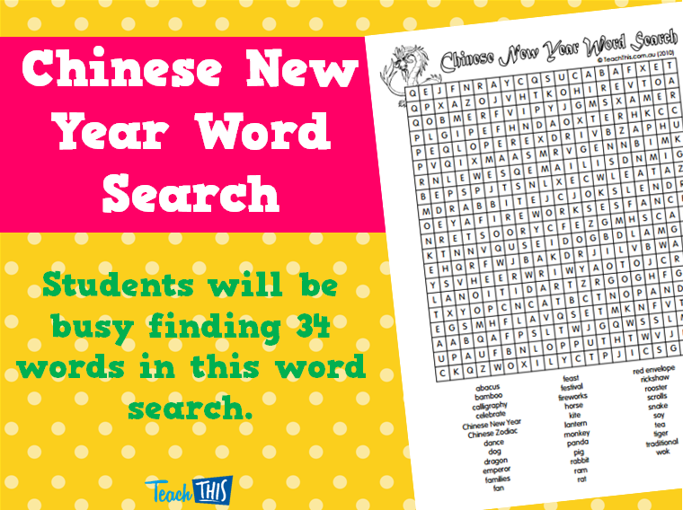 Chinese New Year Wordsearch