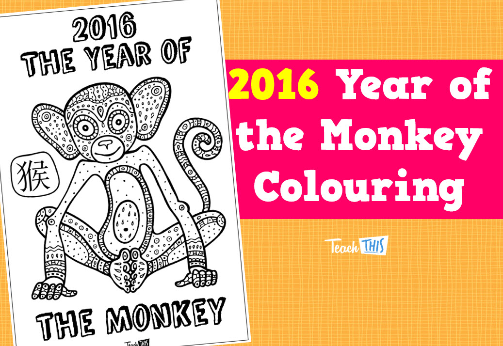 2016 Year of the Monkey - Colouring