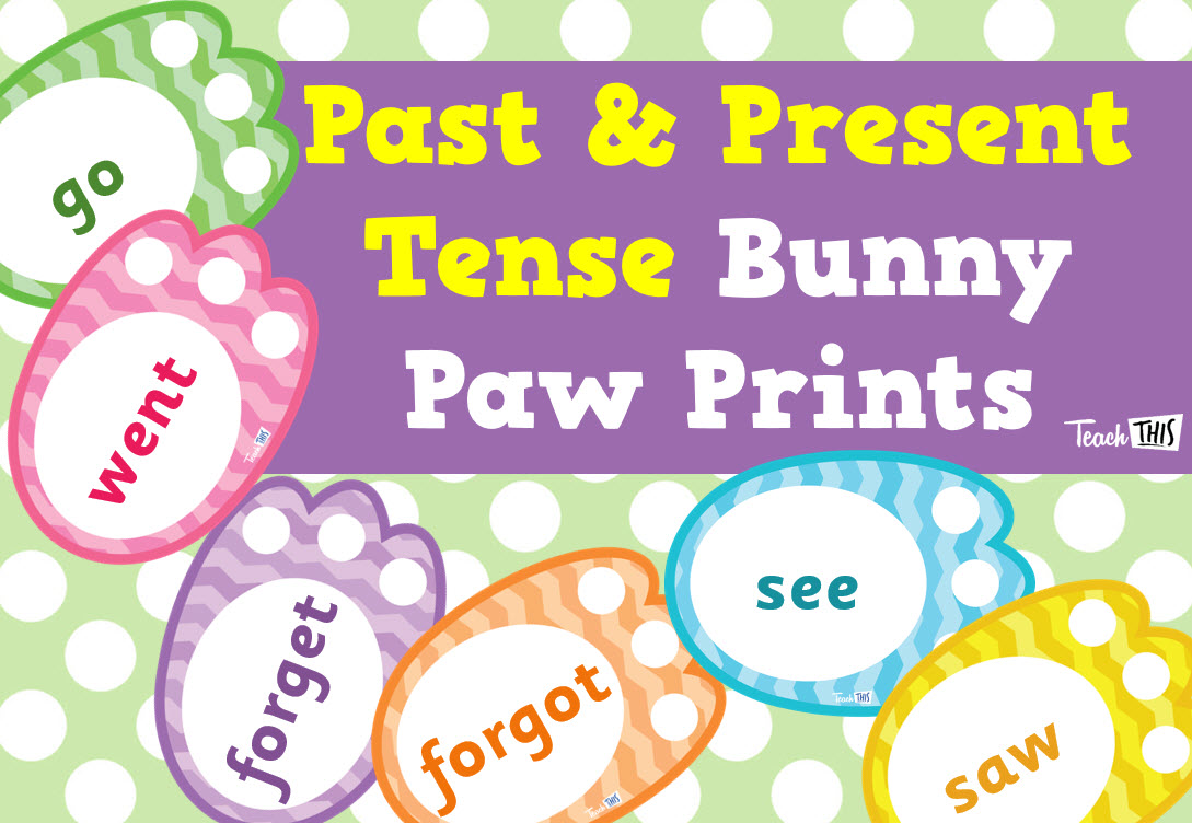 Past & Present Tense Bunny Footprint Match