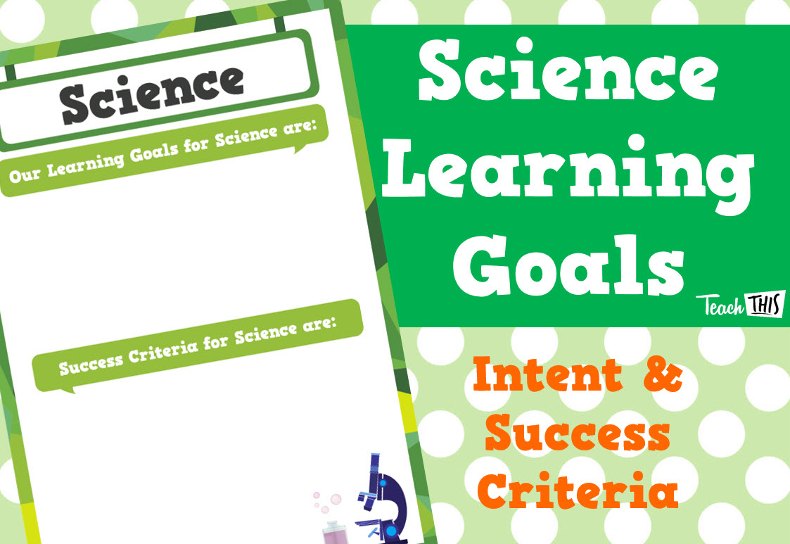 Learning Intentions & Success Criteria - Science - Editable