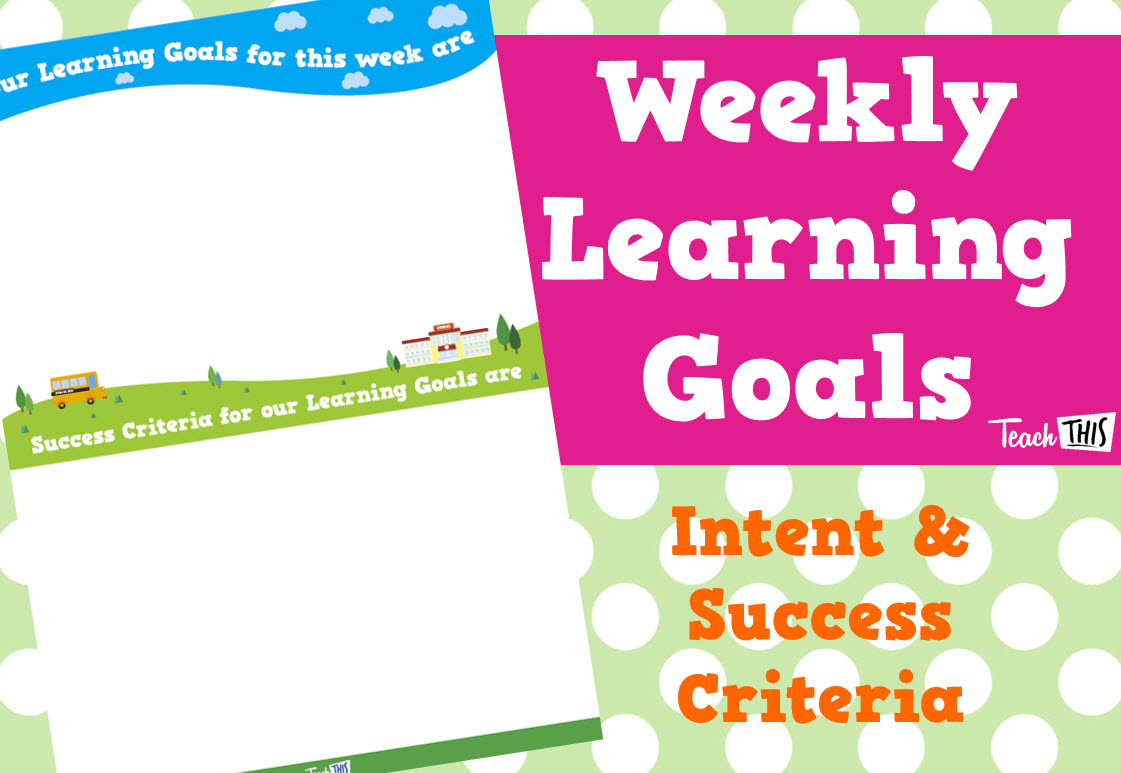 Learning Intentions & Success Criteria - WEEKLY - Editable