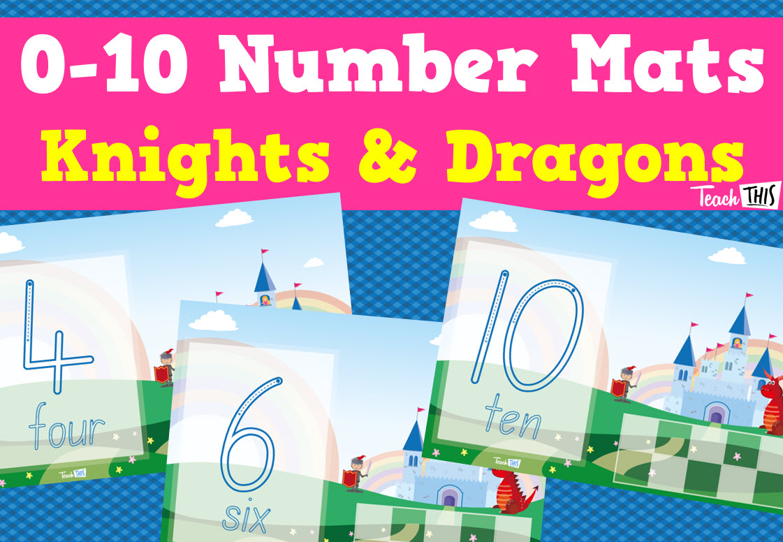 0-10 Number Mats - Knight & Dragon