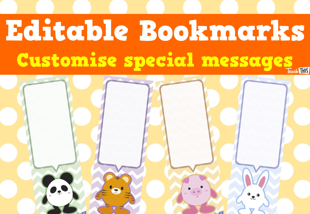 Bookmark - Animal Editable