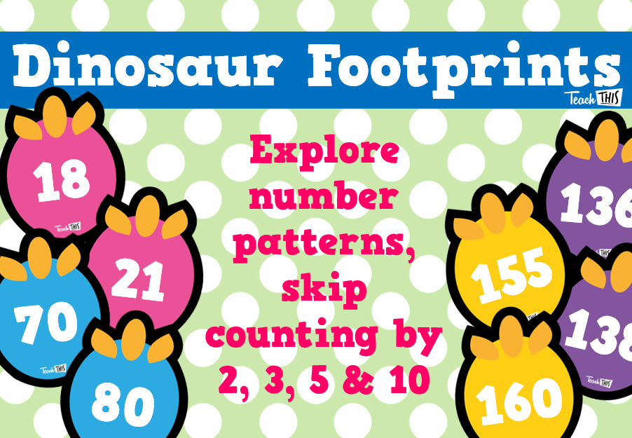 Dinosaur Footprints - Number Patterns and Sorting