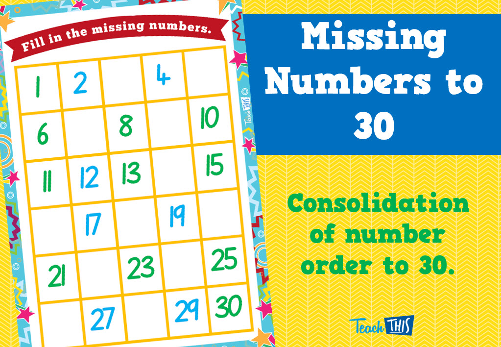 Missing Numbers to 30 - Class Set