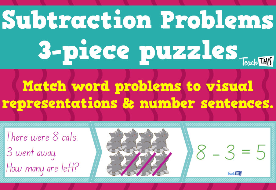 Subtraction Problems - 3-piece puzzles