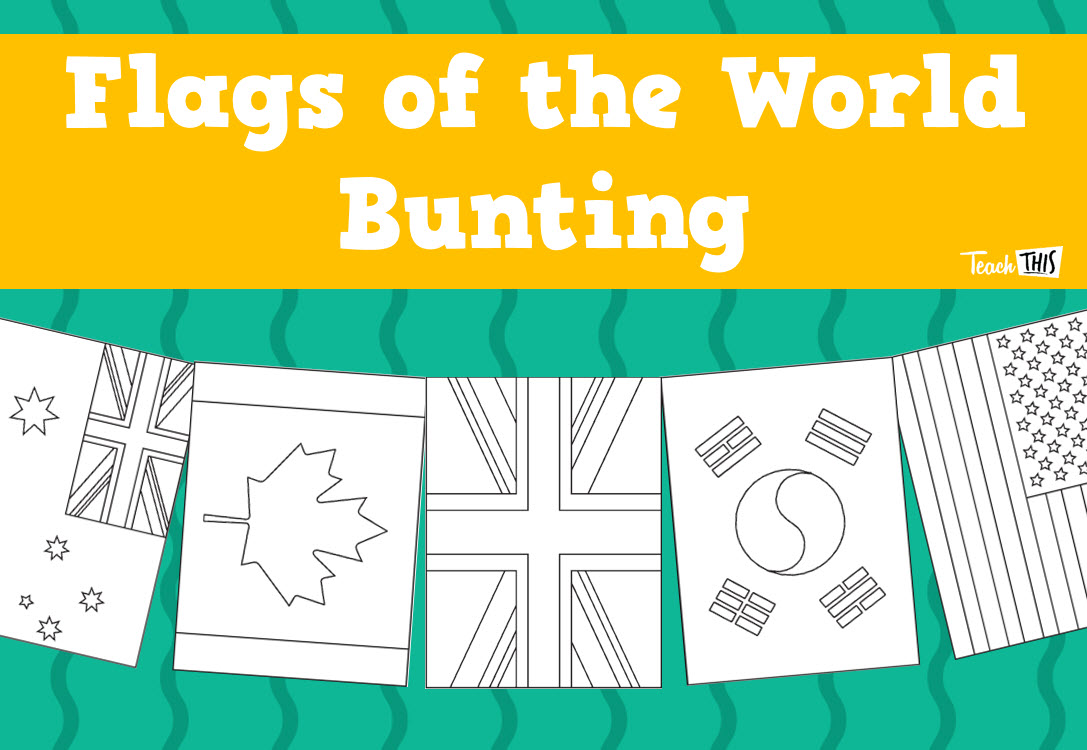 Flags of the World Bunting BW