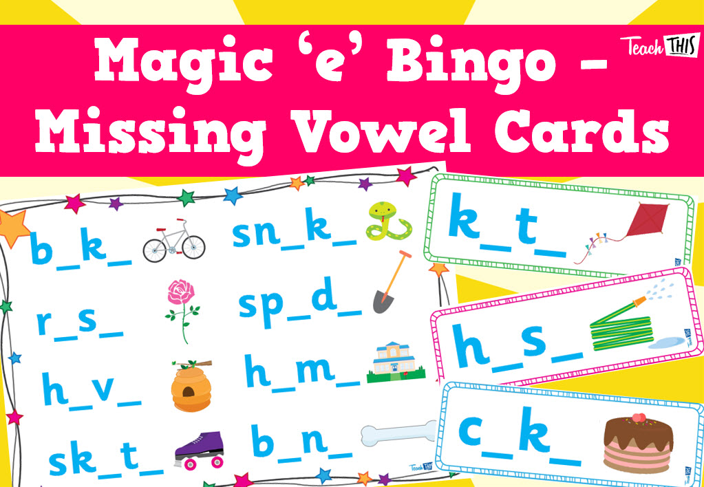 Magic 'E' Bingo - Missing Vowel Cards