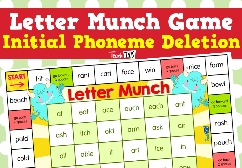 Letter Munch Game - Initial Phoneme Deletion
