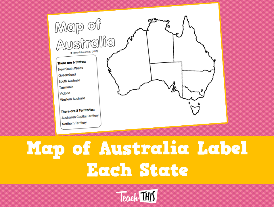 Map of Australia Label Each State