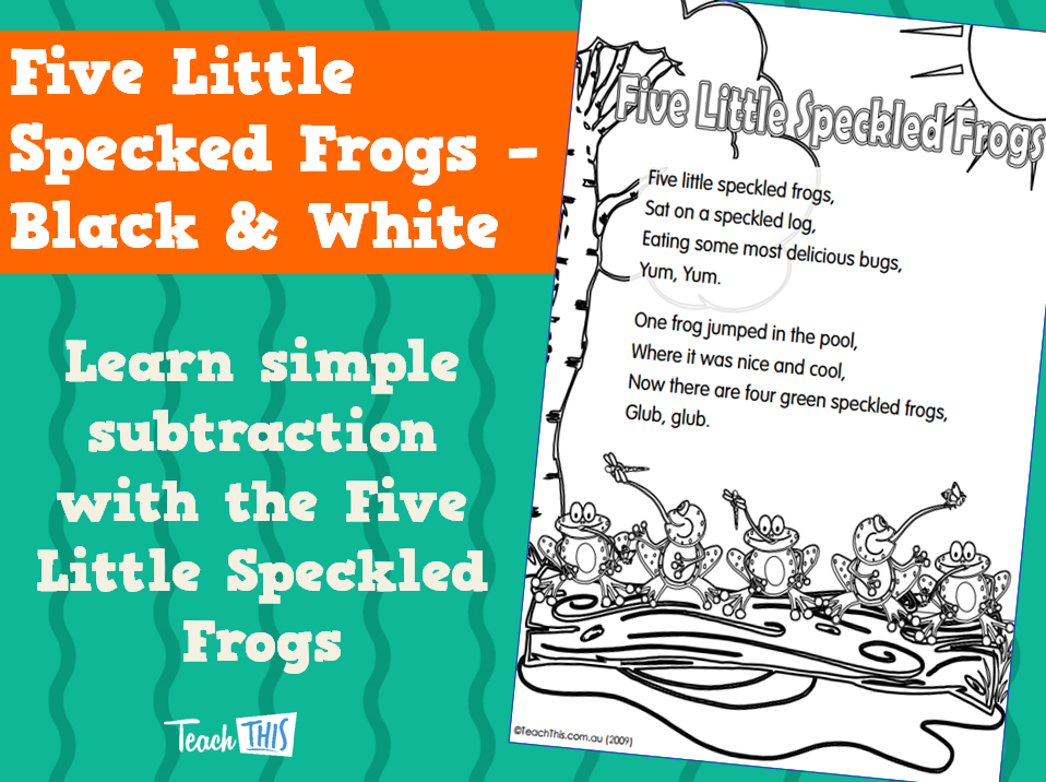 Five Little Specked Frogs - Black & White