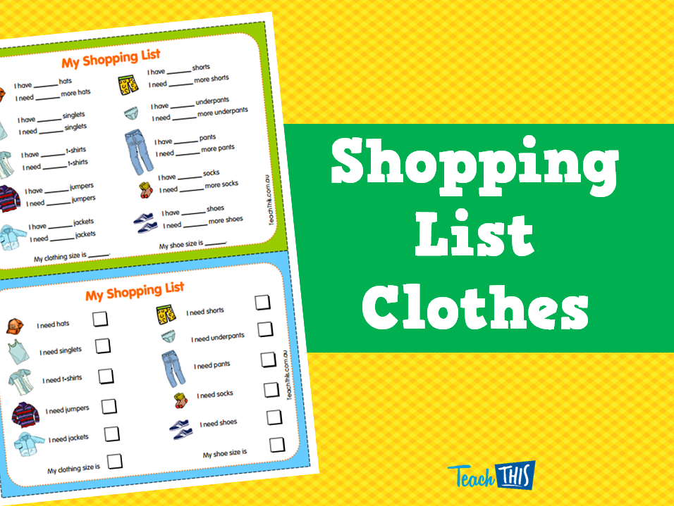 Shopping List Clothes