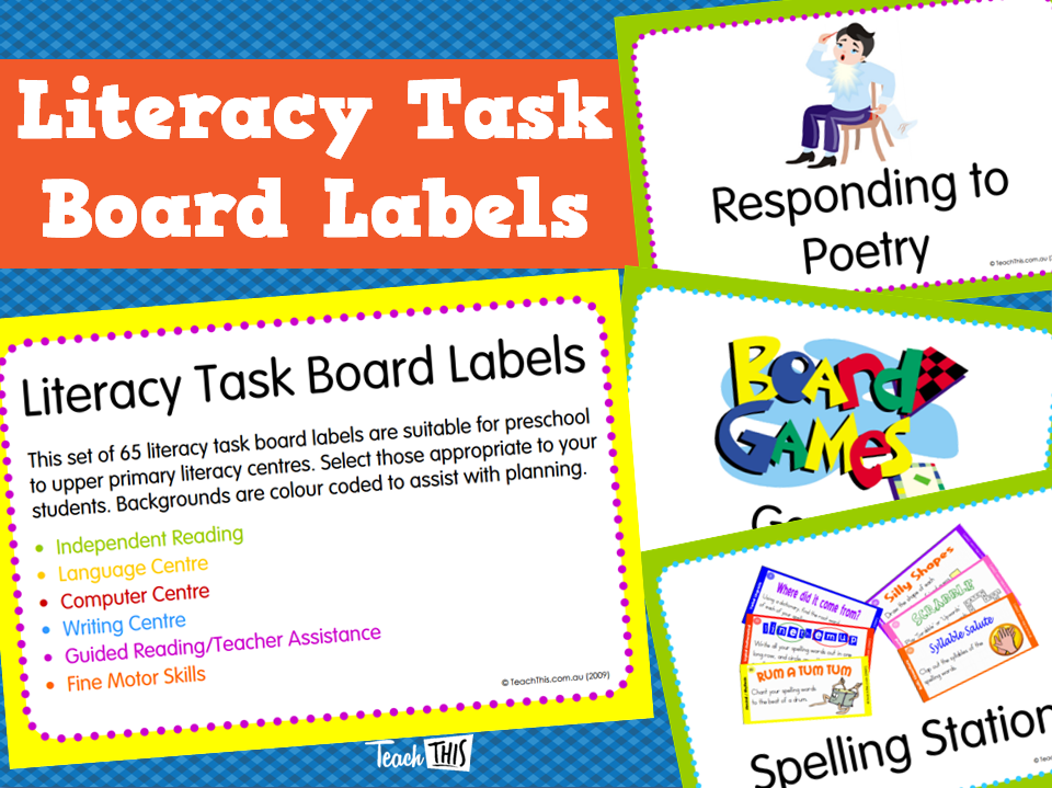 Literacy Task Board Labels