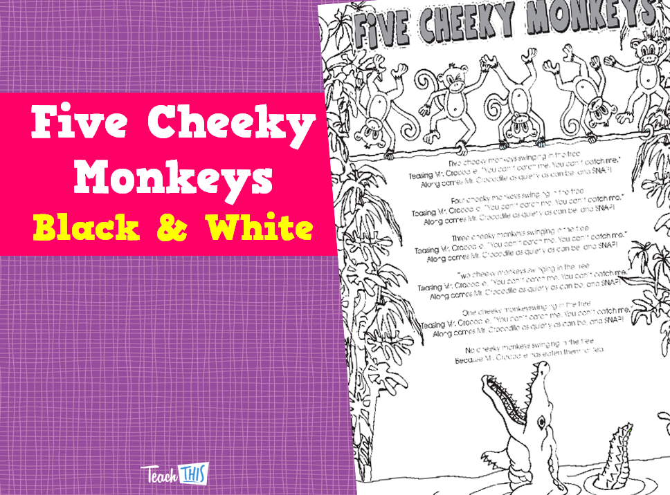 Five Cheeky Monkeys - Black & White