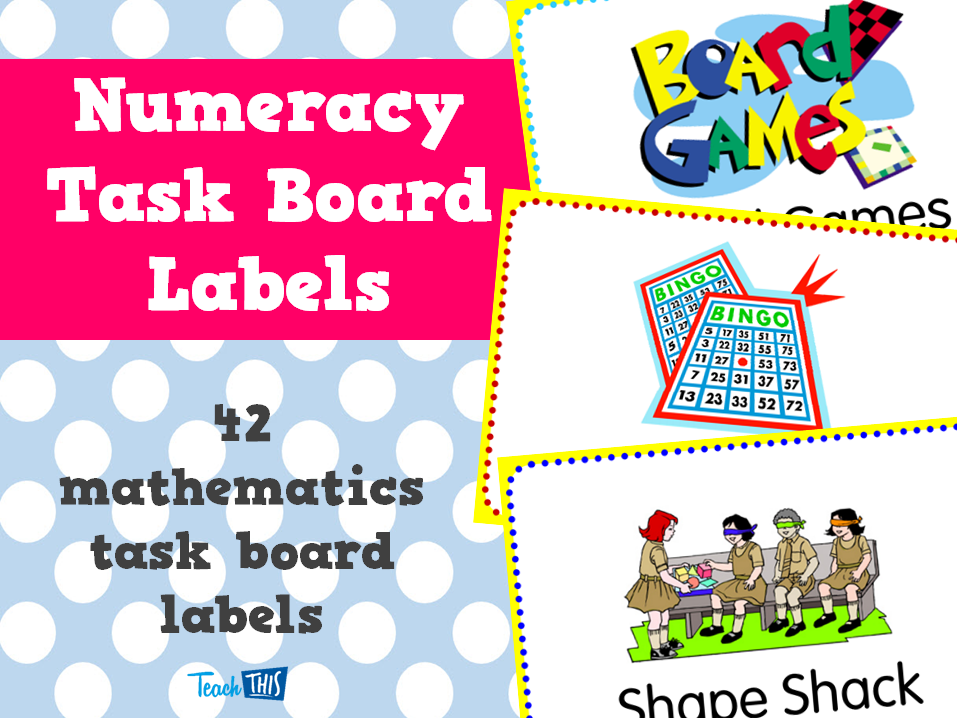 Numeracy Task Board Labels