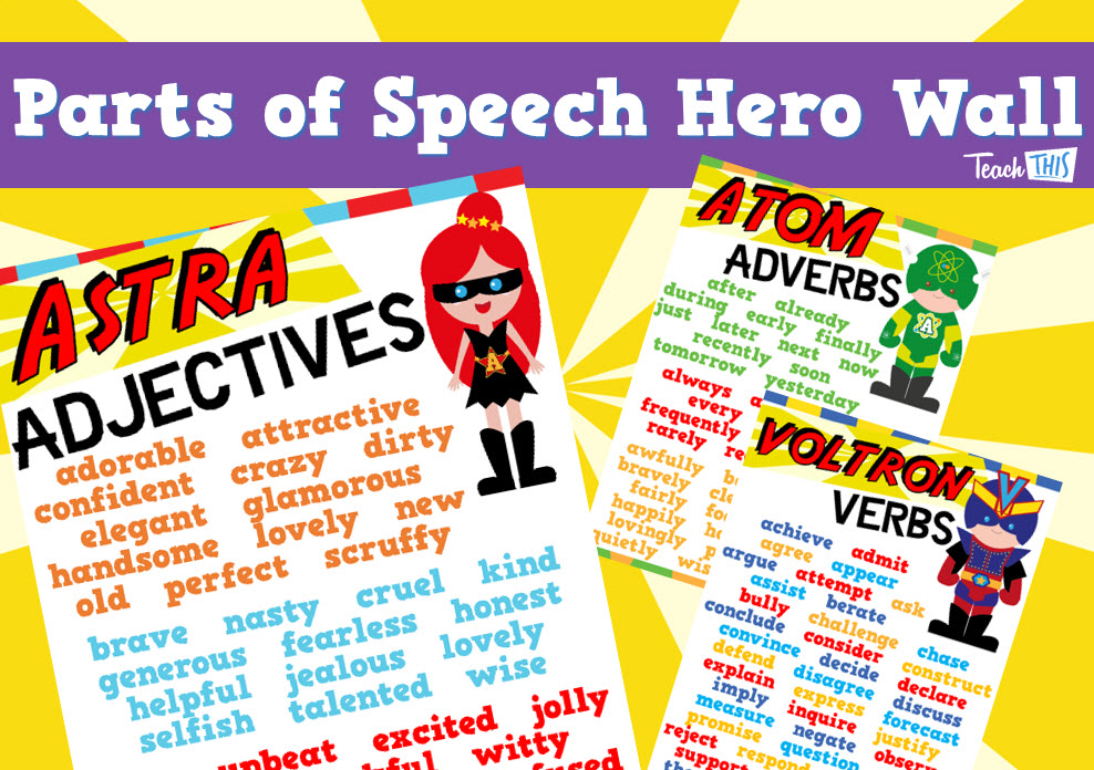 Parts of Speech Superheroes - Word Prompts