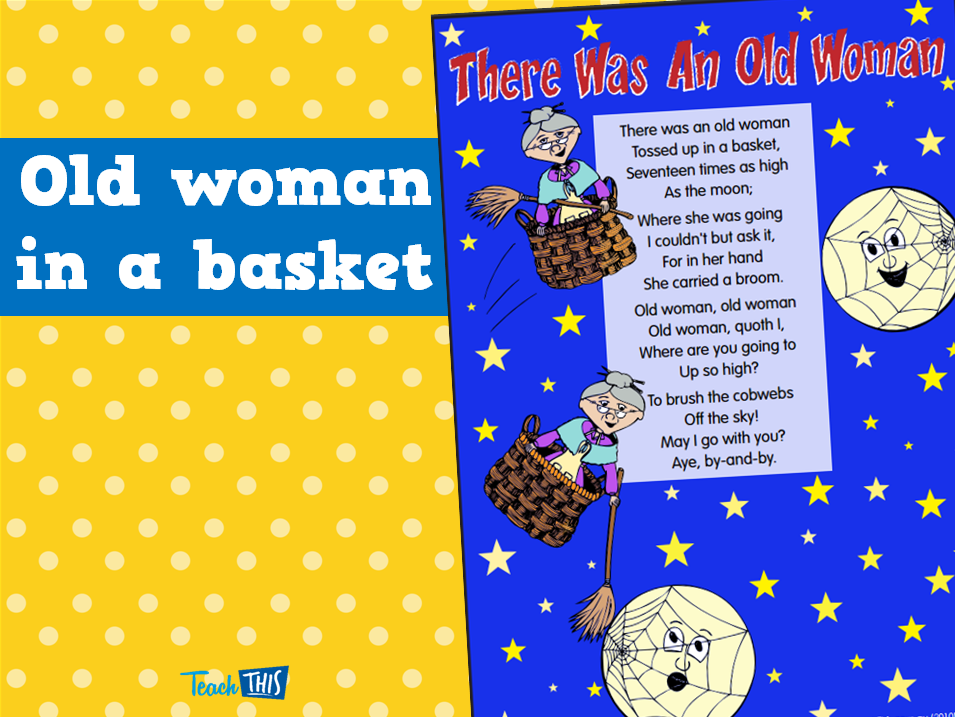 Old woman in a basket - colour