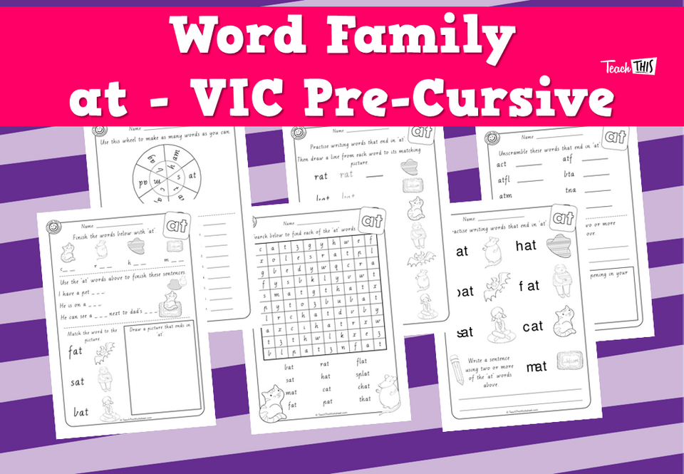 Word Family - at - VIC Pre-Cursive